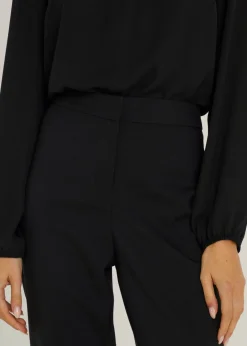 Trousers>Et Vous Black Straight Fit Trousers (Short)