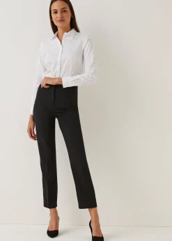 Trousers>Et Vous Black Straight Fit Trousers (Long Length)