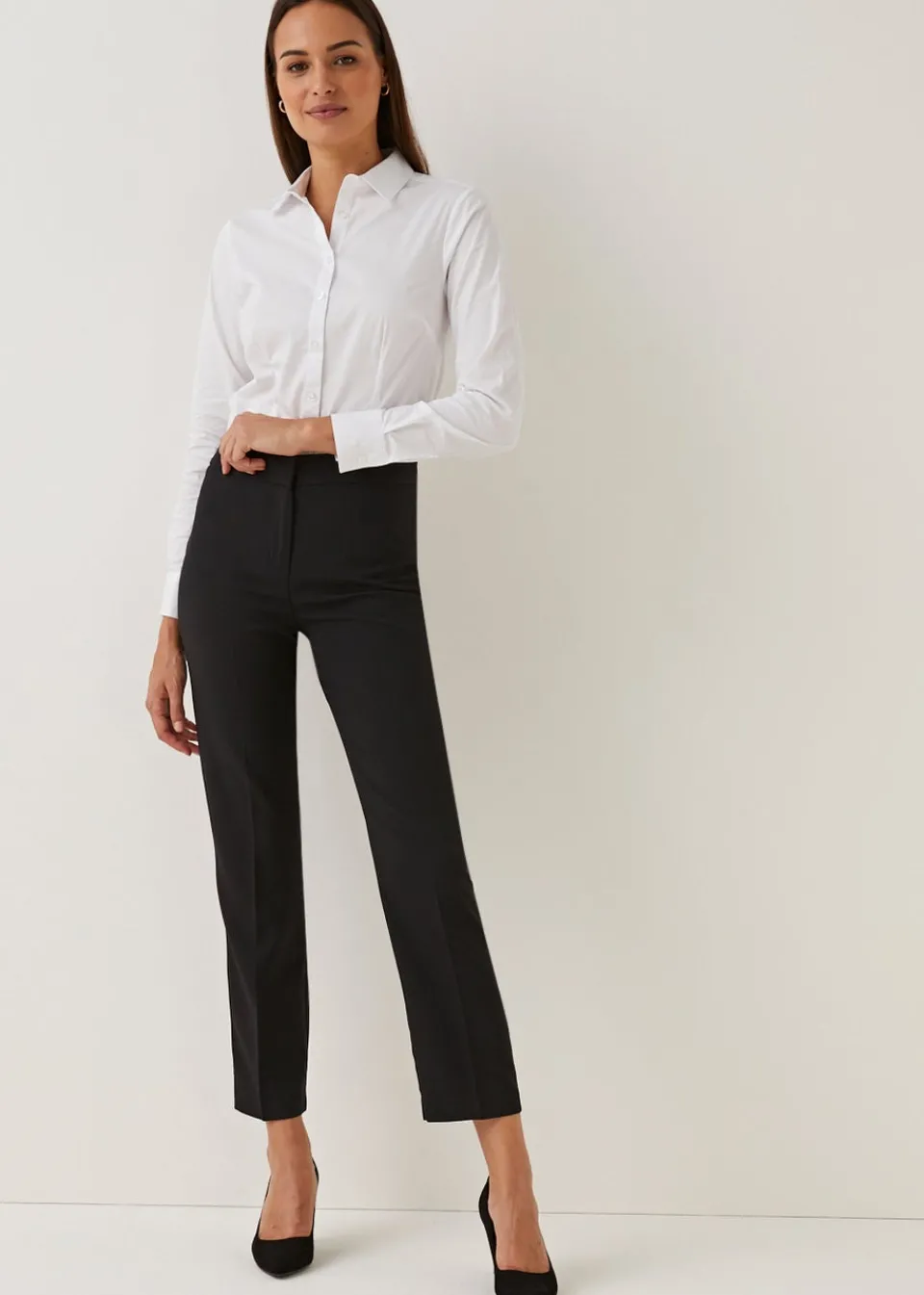 Trousers>Et Vous Black Straight Fit Trousers (Long Length)