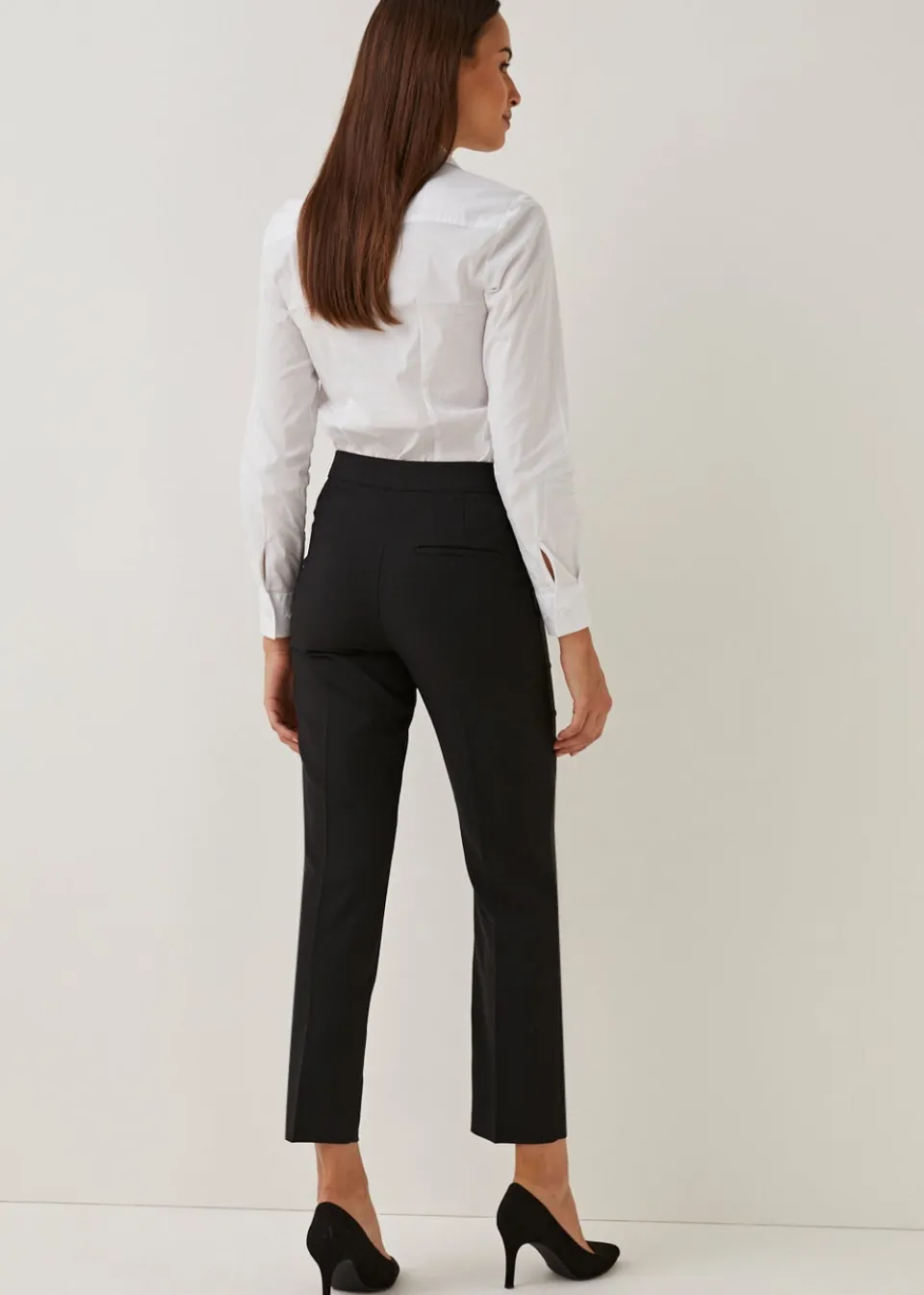 Trousers>Et Vous Black Straight Fit Trousers (Long Length)