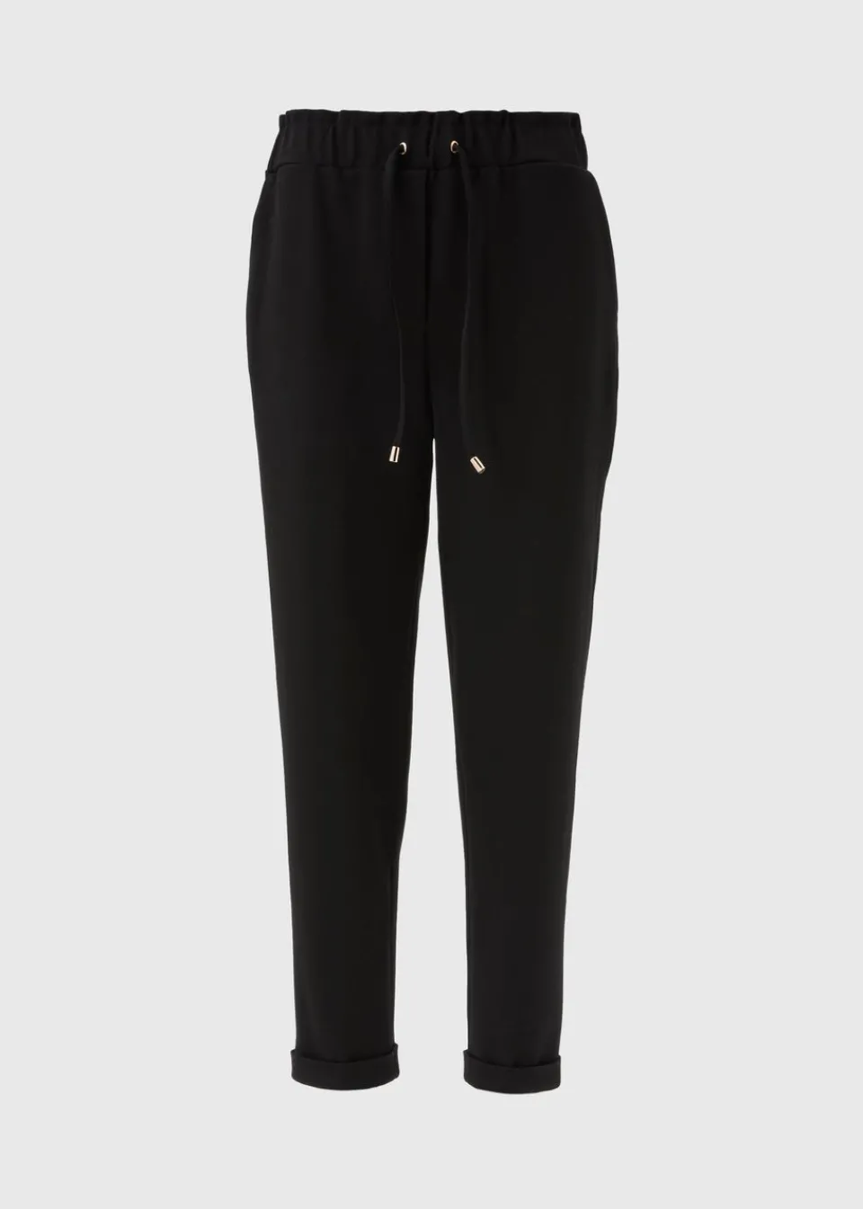 Trousers>Et Vous Black Tapered Ponte Trousers