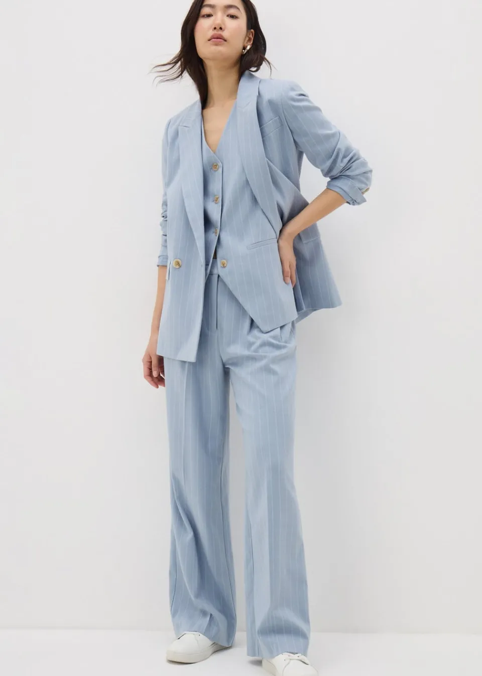Co-Ord Sets>Et Vous Blue Pinstripe Blazer