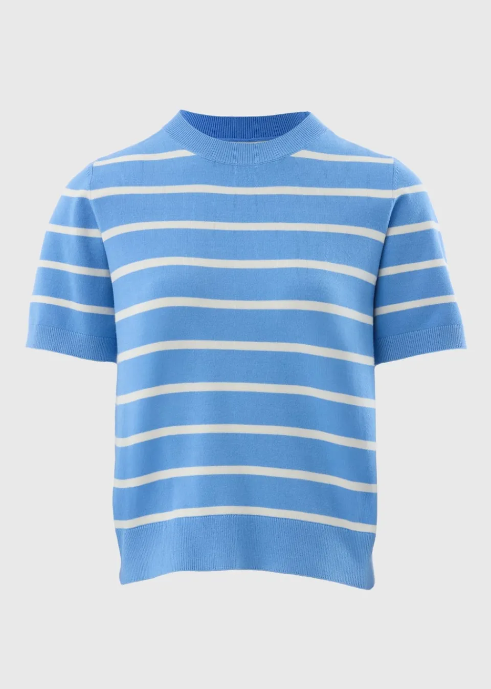 Tops>Et Vous Blue Stripe Short Sleeve Jumper
