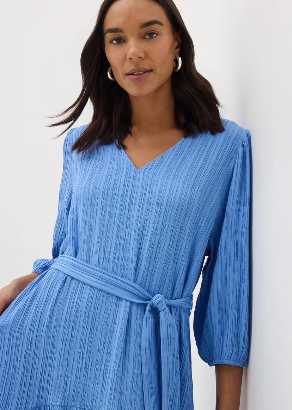 Dresses>Et Vous Blue Textured Midaxi Dress