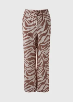 Trousers>Et Vous Brown Zebra Wide Leg Co-Ord Trousers