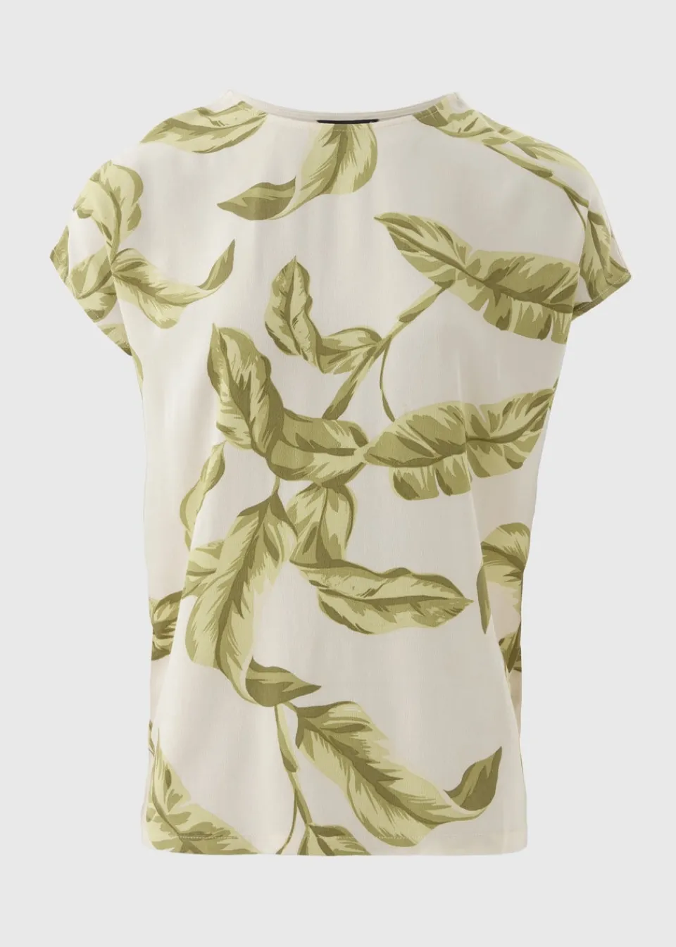 T-Shirts>Et Vous Cream Leaf Print Jersey Back T-Shirt