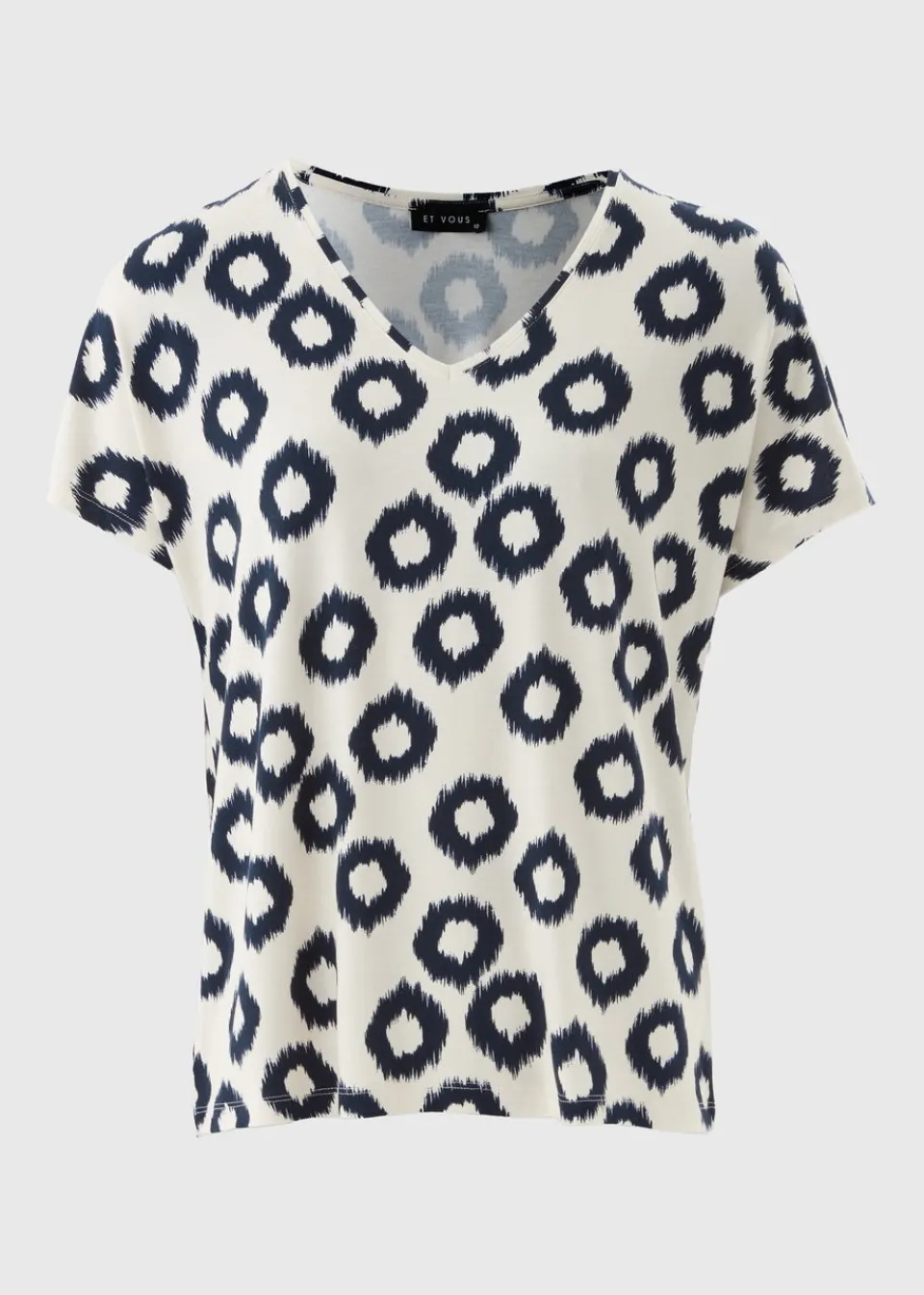 T-Shirts>Et Vous Cream Scratch Print V Neck T-Shirt