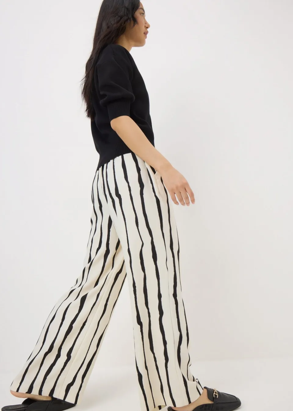 Trousers>Et Vous Cream Stripe Co Ord Trousers