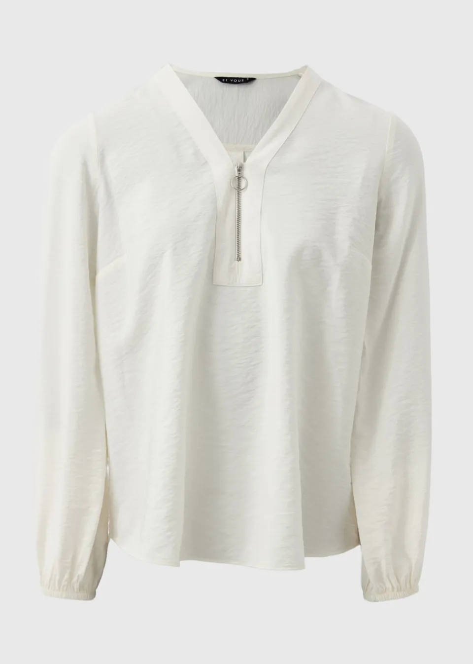 Tops>Et Vous Cream Zip Front Blouse