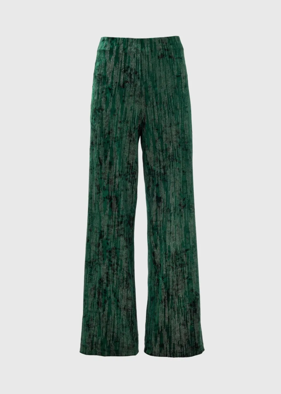 Trousers>Et Vous Green Glitter Velvet Trousers