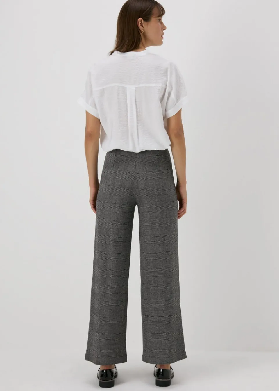 Trousers>Et Vous Grey Check Ponte Wide Leg Trousers