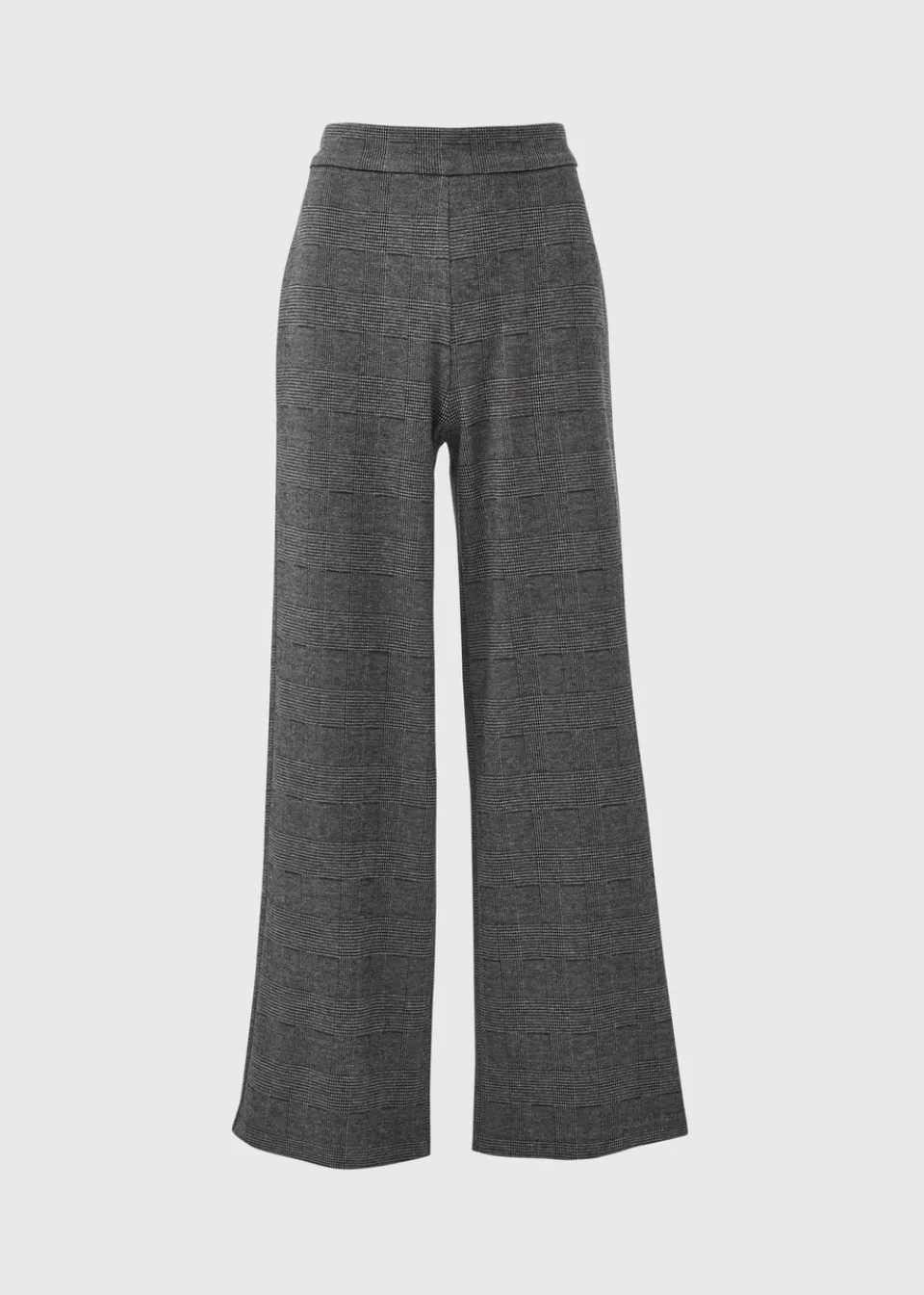 Trousers>Et Vous Grey Check Ponte Wide Leg Trousers