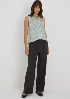 Trousers>Et Vous Grey Regular Wide Leg Trousers