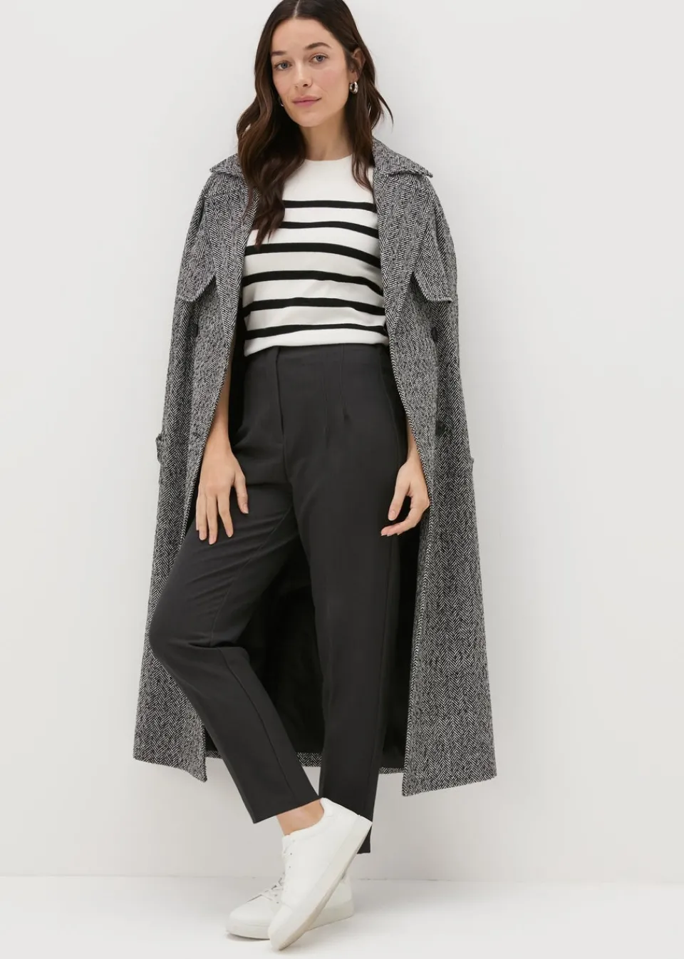 Trousers>Et Vous Grey Tapered Trousers
