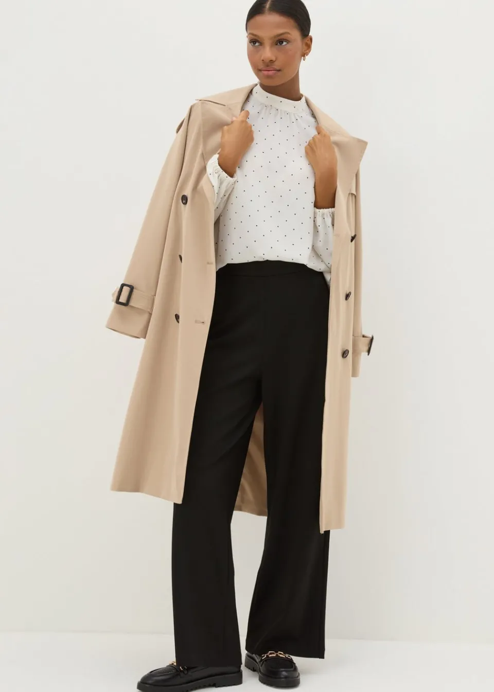 Tops>Et Vous Ivory Spot High Neck Blouse