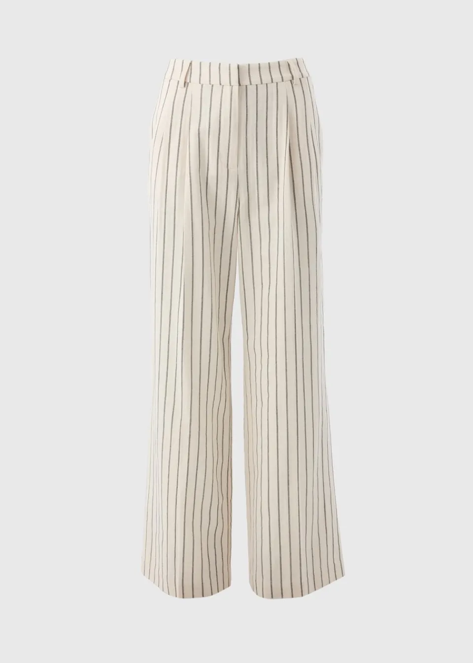 Trousers>Et Vous Ivory Striped Linen Blend Wide Leg Trousers