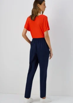 Trousers>Et Vous Pleat Front Straight Leg Trousers Navy