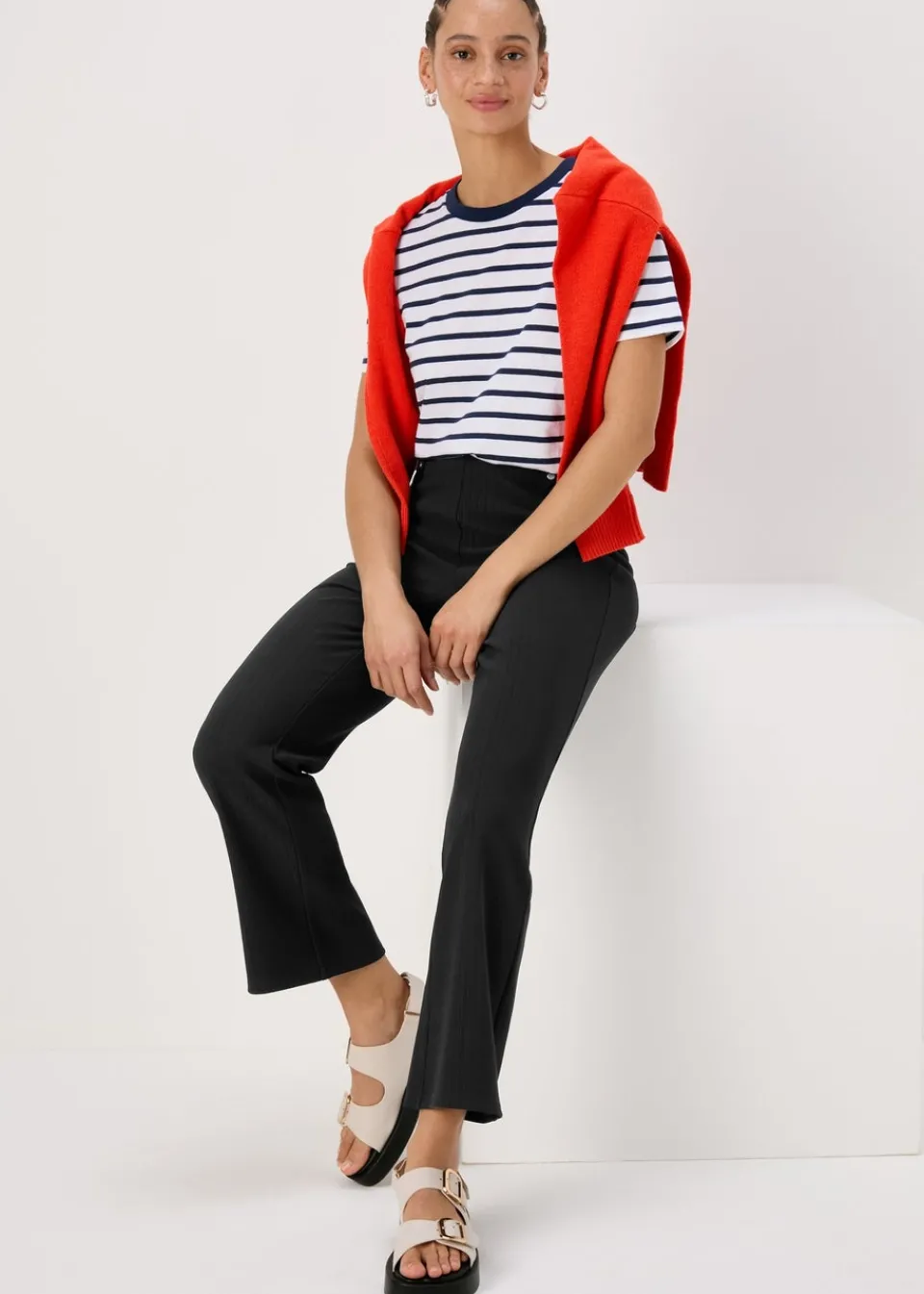 Trousers>Et Vous Rib Trousers Navy