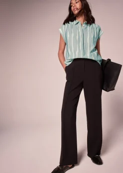 Tops>Et Vous Sage Stripe Blouse