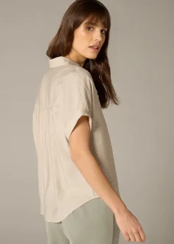 Tops>Et Vous Stone Airflow Collared V-Neck Blouse