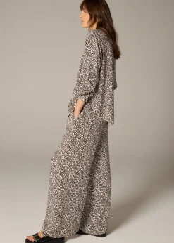 Trousers>Et Vous Stone Animal Spot Wide Leg Co Ord Trousers