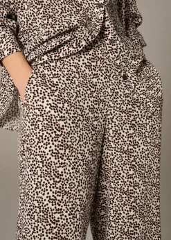 Trousers>Et Vous Stone Animal Spot Wide Leg Co Ord Trousers