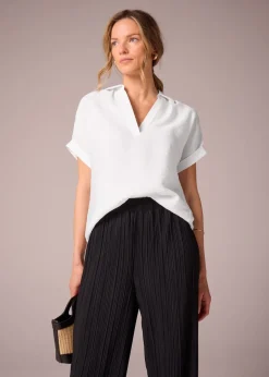 Tops>Et Vous White Popover Blouse