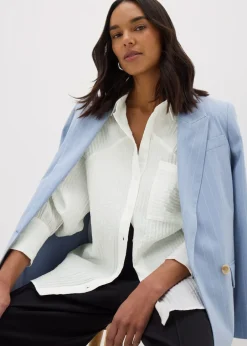 Tops>Et Vous White Textured Shirt