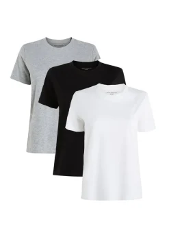T-Shirts>French Connection Black 3-Pack Cotton Crew Neck Logo Short Sleeve T-Shirts