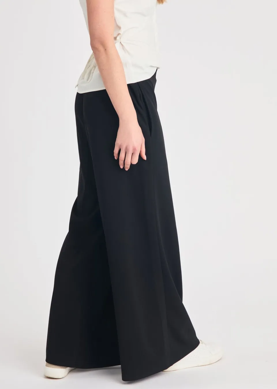 Trousers>French Connection Black Wide Leg Crepe Trousers
