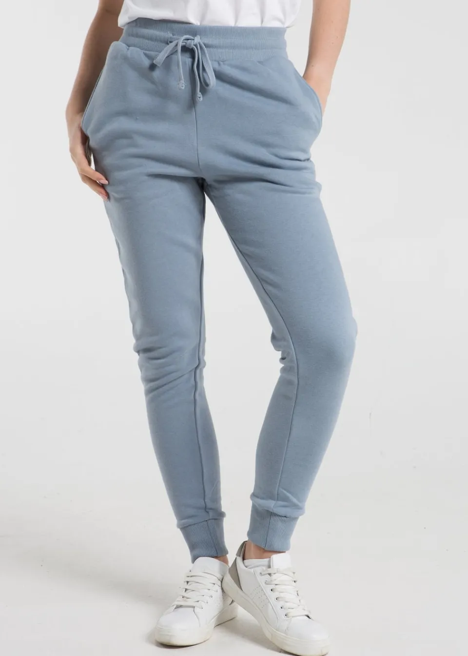 Trousers>French Connection Blue Cotton Blend Slim-fit Drawstring Joggers
