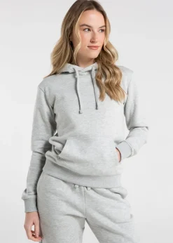 Tops>French Connection Light Grey Cotton Blend Regular Fit Logo Hoody
