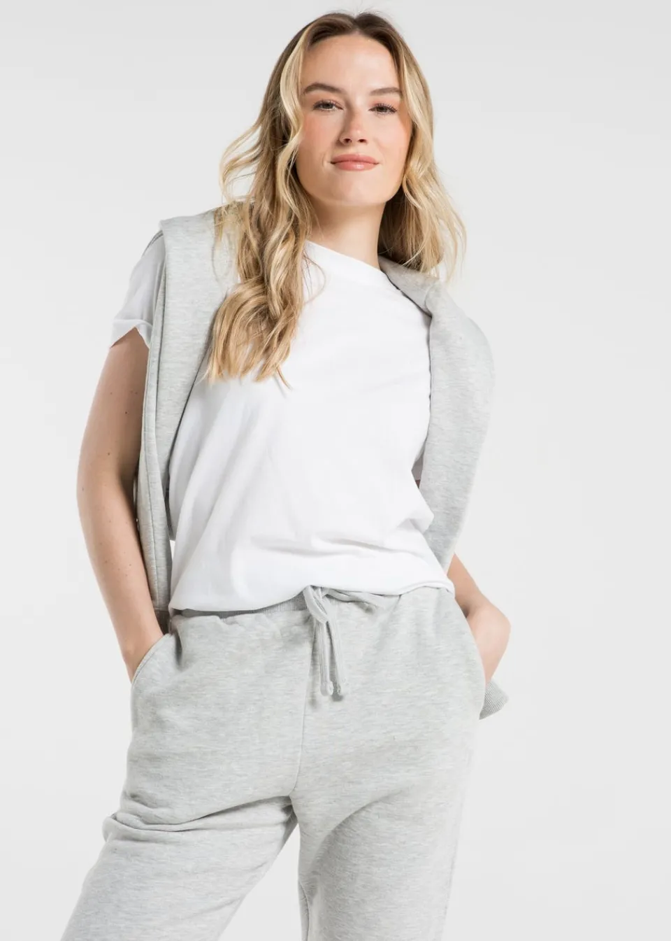 Tops>French Connection Light Grey Cotton Blend Regular Fit Logo Hoody