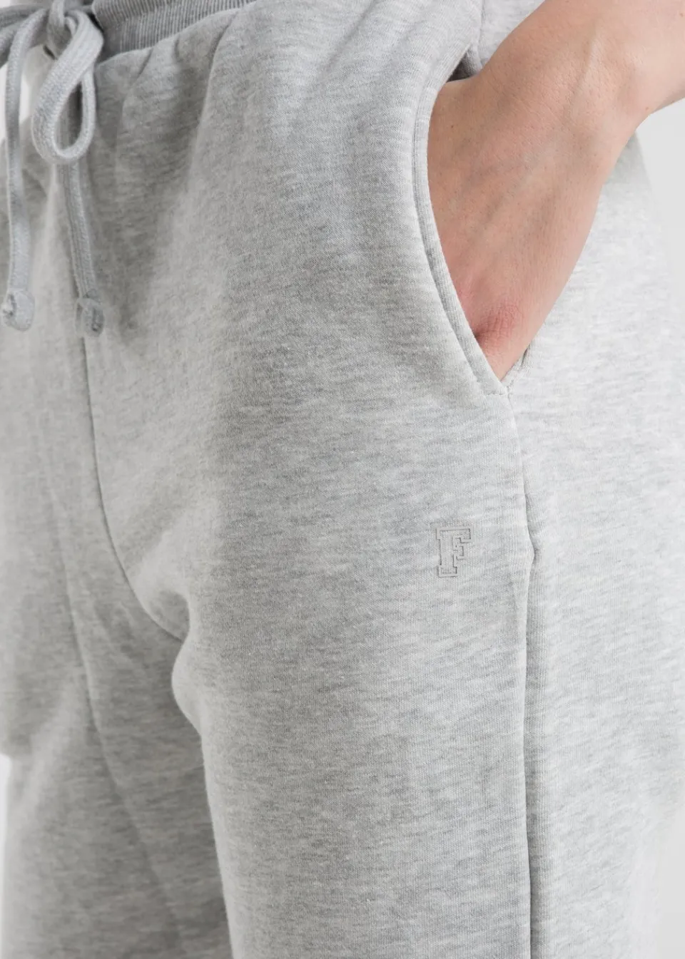 Trousers>French Connection Light Grey Cotton Blend Slim-fit Drawstring Joggers