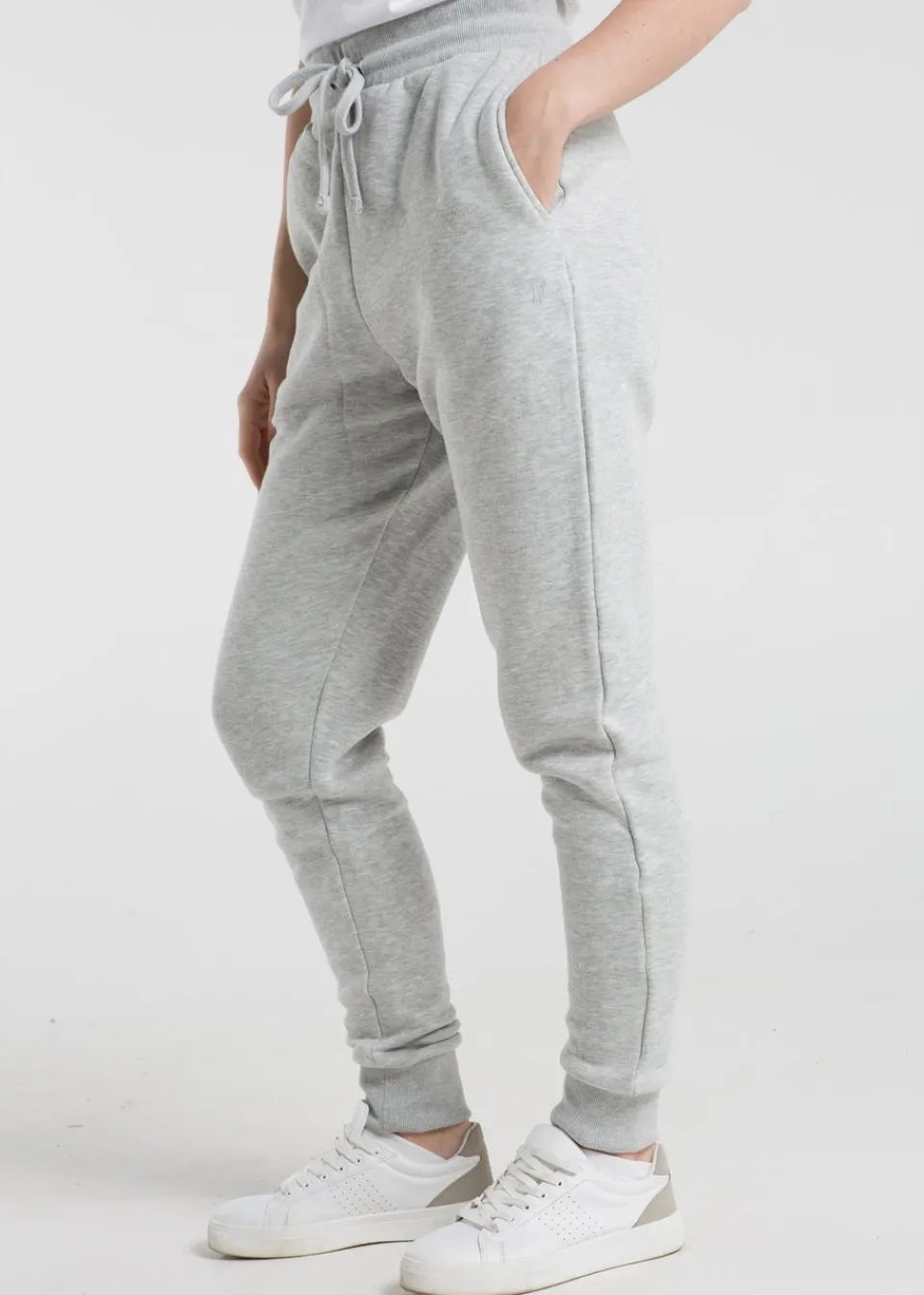 Trousers>French Connection Light Grey Cotton Blend Slim-fit Drawstring Joggers