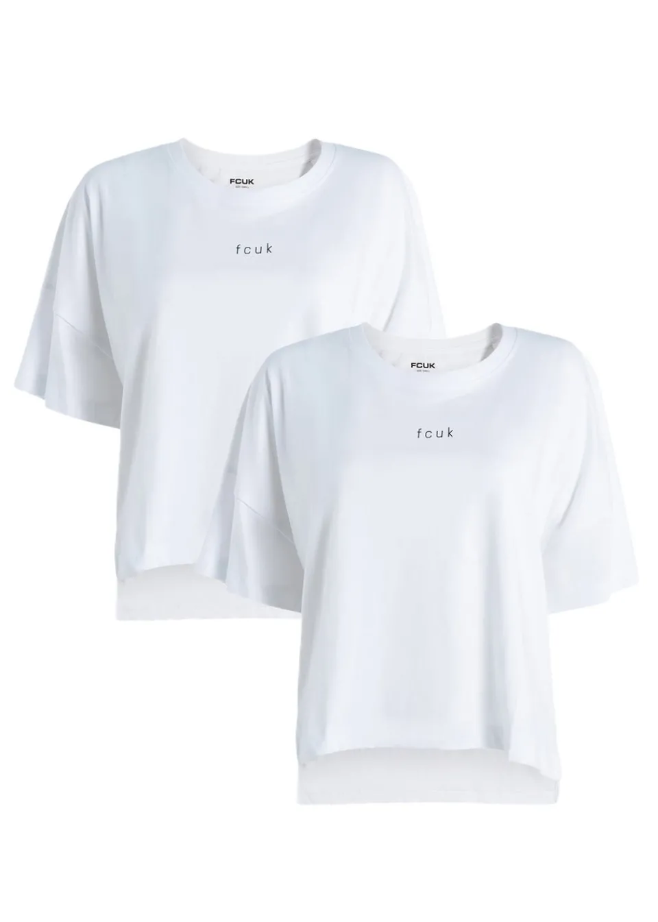 T-Shirts>French Connection White 2-Pack Cotton Printed Short Sleeve T-Shirts