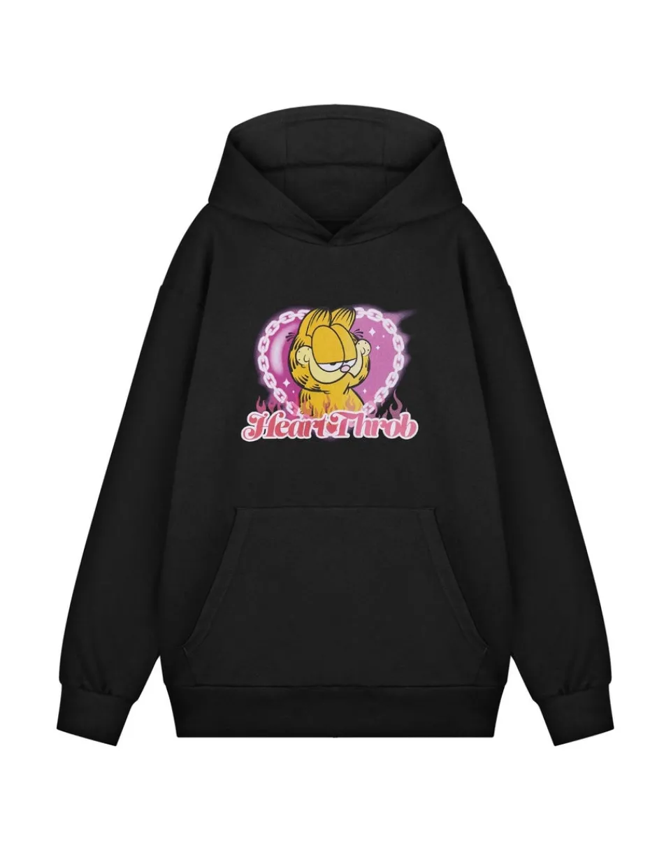 Tops>Garfield Heart Throb Black Hoodie