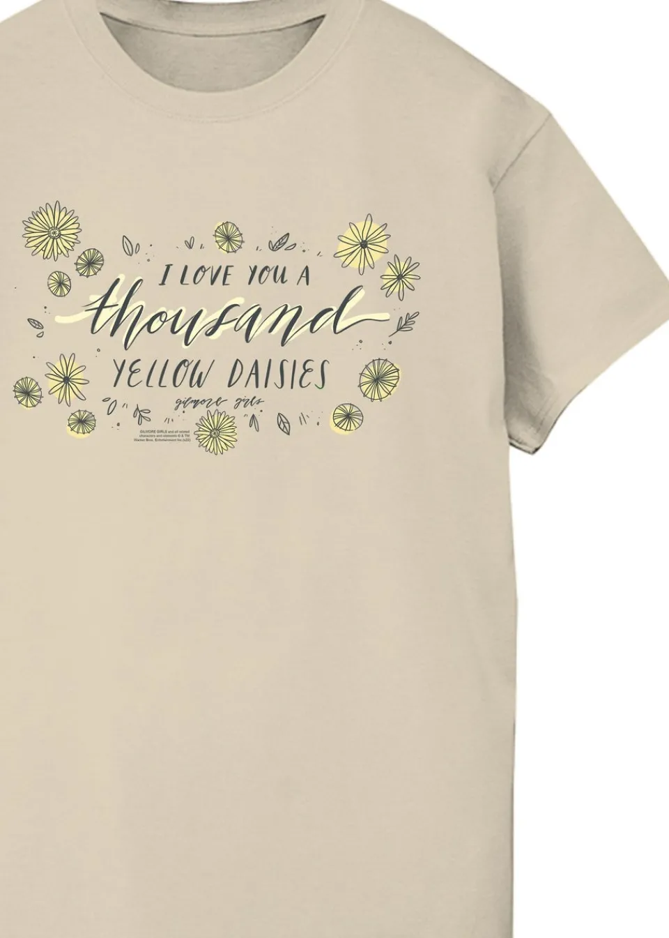 T-Shirts>Gilmore Girls Sand Yellow Daisies Printed Boyfriend Fit T-Shirt