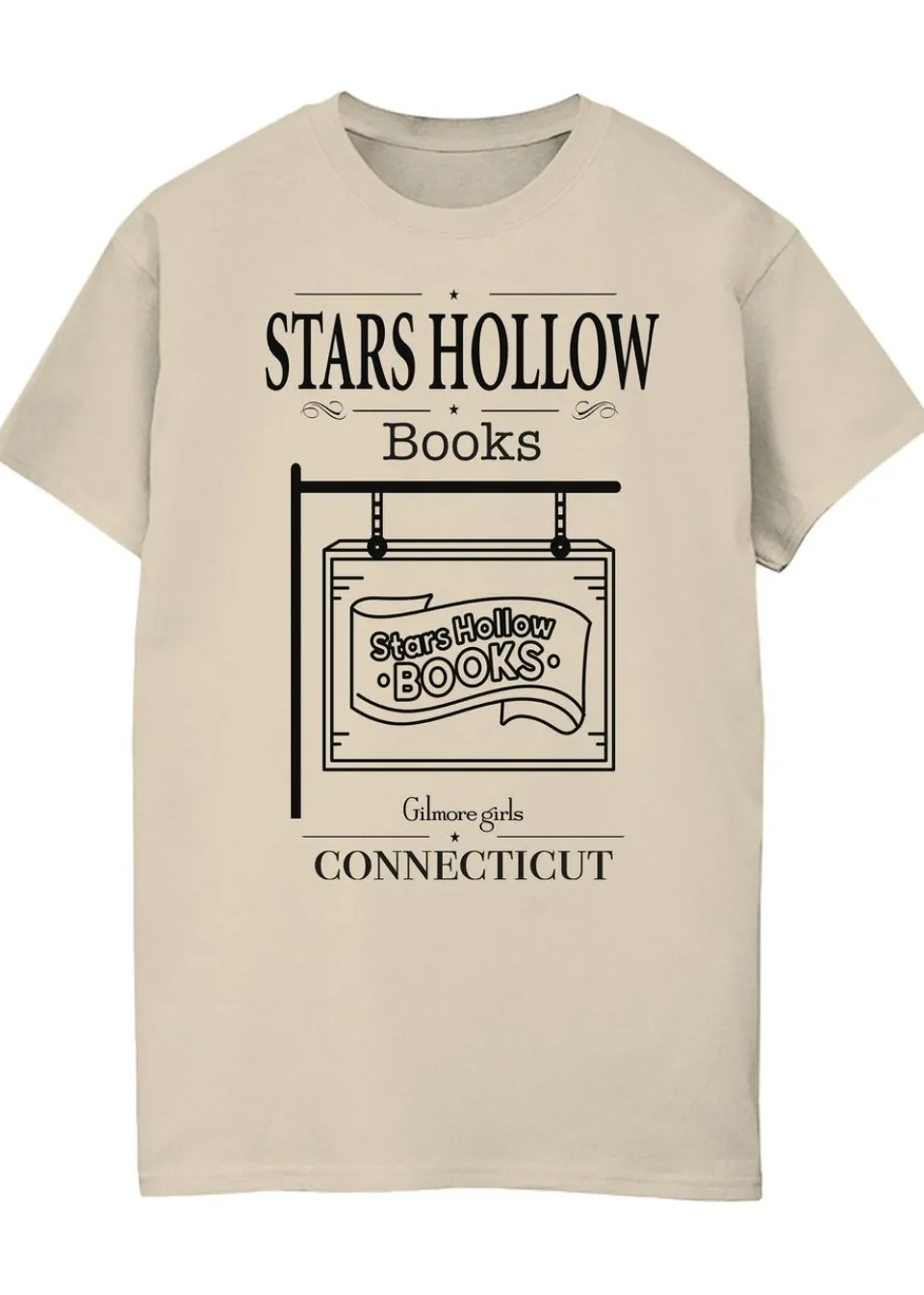 T-Shirts>Gilmore Girls Stars Hollow Books Sand Boyfriend Fit T-Shirt