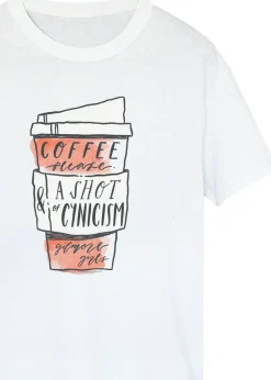 T-Shirts>Gilmore Girls White Coffee Please Printed Boyfriend Fit T-Shirt
