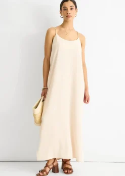 Dresses>Gini London Beige Strappy Cross Back Airflow Oversized dress