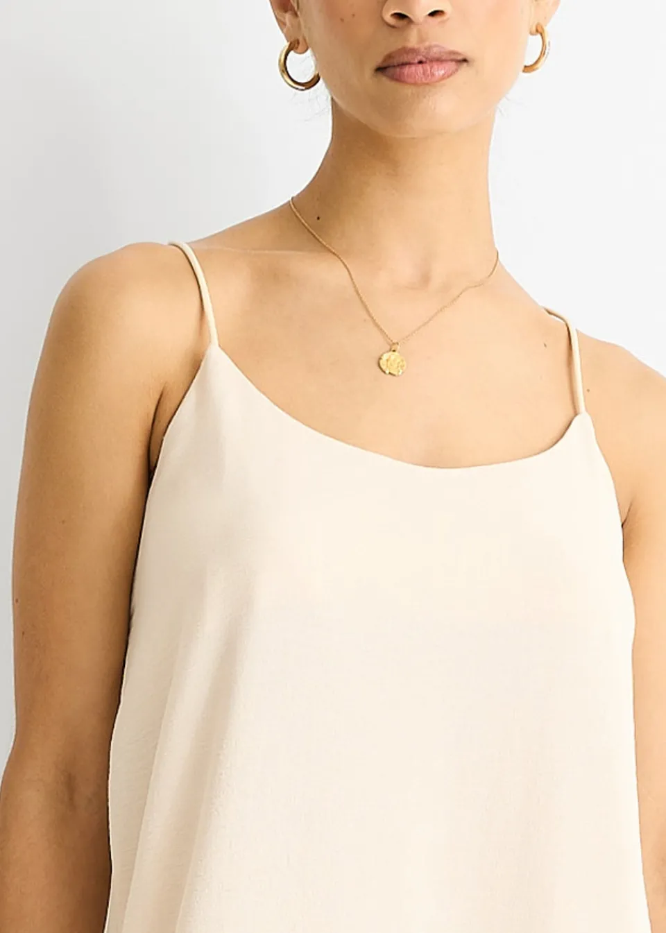 Dresses>Gini London Beige Strappy Cross Back Airflow Oversized dress