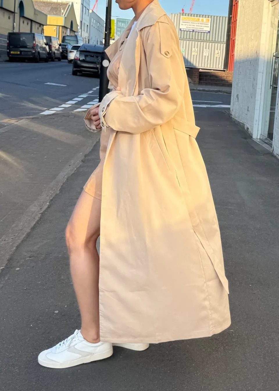 Coats & Jackets>Gini London Beige Tall Woven Oversized Trench Coat