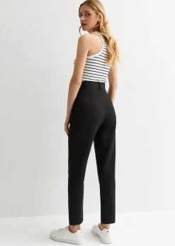 Trousers>Gini London Black Belt Detail Tapered Trousers