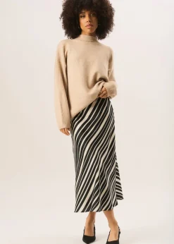 Skirts>Gini London Black Bias Stripe Assymetric Skirt