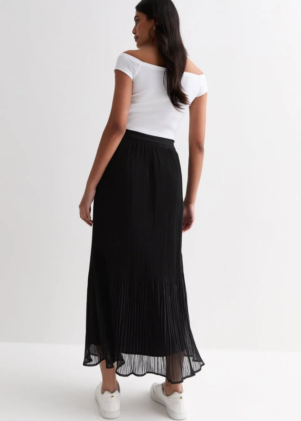 Skirts>Gini London Black Pleated Belt Detail Midi Skirt