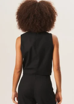 Tops>Gini London Black Tailored Single Breasted Waistcoat
