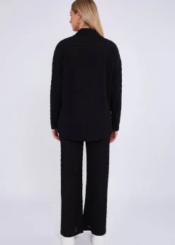 Tops>Gini London Black Textured Oversized Long Sleeves Shirt
