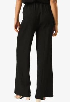 Trousers>Gini London Black Textured Elastic Waist Pull On Trousers