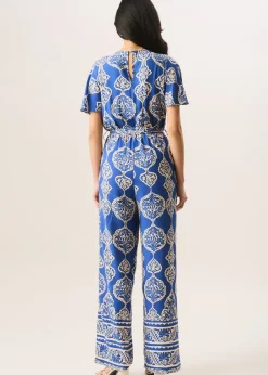 Jumpsuits & Playsuits>Gini London Blue Angel Sleeve Wrap Look Jumpsuit